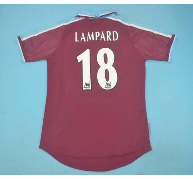 1999-2001 West Ham United Retro Home Kit Soccer Jersey #18 LAMPARD